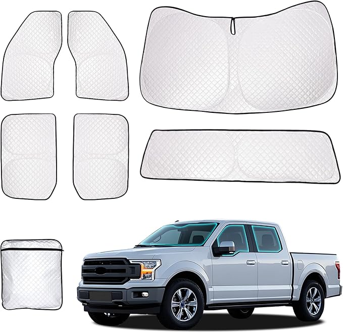 ZATOTOO Car Window Shades for 2021-2024 Ford F-150 Sun Shade for Side Window Front and Rear Windshield, Full Privacy Protection UV Ray Sun Blocker Heat Insulation for Camping Napping Long Time Parking