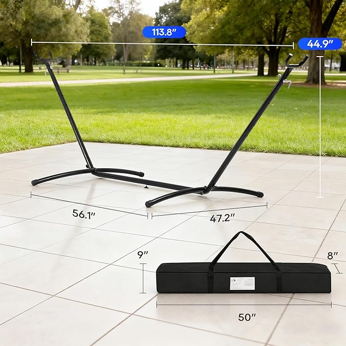 FDW Portable 9FT Hammock Stand, Heavy Duty Hammock Stand, Portable Steel Stand Only for Outdoor Patio or Indoor with Carrying Case (No Hammock)