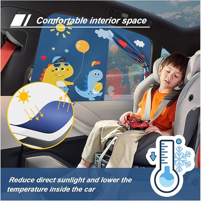 ZIMISI Car Window Shades, Magnetic Double Layer Window Screen for Baby Protection, UV Protection Privacy Blackout/Half Shade Car Window Covers, Auto Sun Shade Curtains Accessories (Blue)