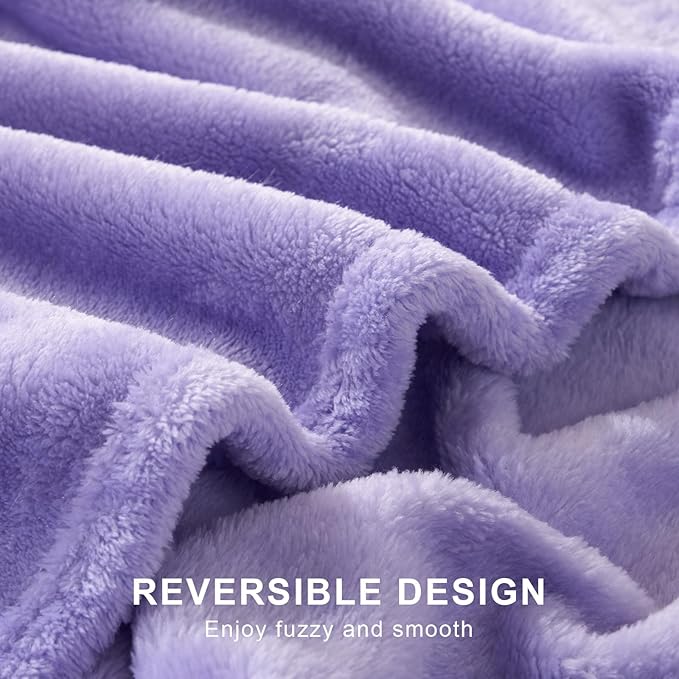 Hansleep Fleece Lilac Queen Blanket, Super Soft Flannel Fuzzy Plush Cozy Blanket for All Seasons, Lilac, Queen 90x90 Inches