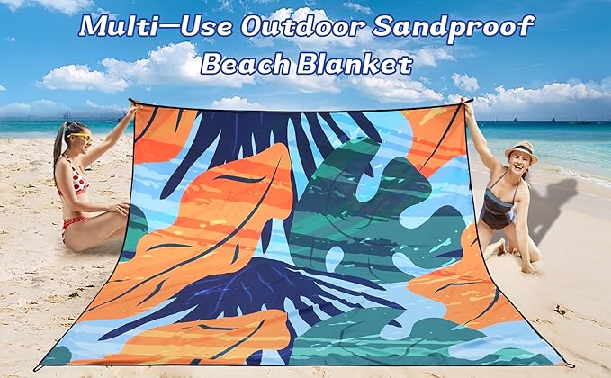 HIHOHO Beach Blanket Waterproof Sandproof Extra Large Beach Mat 79" X 83"/120"x108"for 1-8 Adults Quick Drying Durable Outdoor Picnic Mat for Beach Travel Camping Hiking