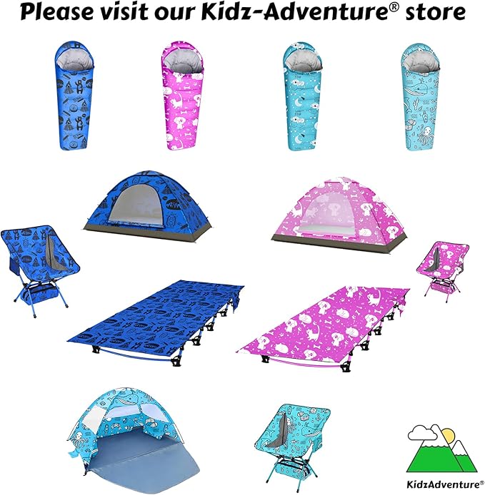 KidzAdventure Mummy Style 32 – 59F Kids Sleeping Bag with Pillow Sleeve, 4 Season, Lightweight and Backpacking Style, Ideal for Camping, Sleepover, Boys, Girls, and Youth