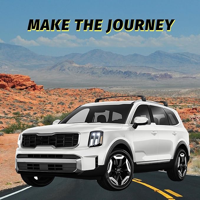 Car Roof Rack Cross Bars Compatible with 2019-2025 KIA Telluride LX EX S SX SX-Prestige (Only Fit Flush Side Rails), Aluminum Lockable Roof Cross Bars for Kayak Bike Rooftop Cargo Carrier Bag Basket