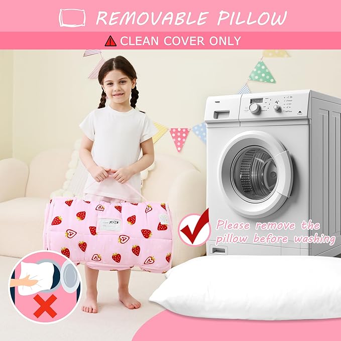 Lasoftan Toddler Nap Mat with Pillow and Blanket, Extra Large Rolled Napping Mats,Slumber Bags for Boys Girls,Kids Sleeping Bag for Daycare, Preschool Travel Camping