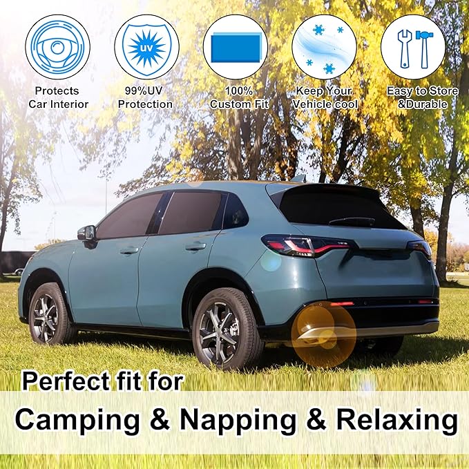 6PCS YYCKE Window Shades for HR-V 2023-2025 for Honda Accessories Side Full Windows Windshield Sun Shade Sun UV Rays & Privacy Protection for Camping,Napping,and Relaxing