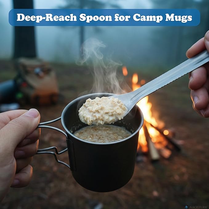 NACETURE Travel Silverware Set, Travel Fork Spoon Knife Set, Portable Utensils, 4-in-1 Spoon Fork Converts to Tongs, Camping Utensils Set