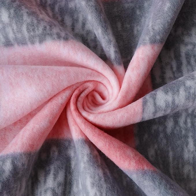 ZYFZCYBL Fleece Throw Blankets for Couch Bulk Lightweight Warm Soft Cozy Blanket 6 Pack Bulk Fleece Blanket Solid for Bed Couch Office Gifts Outdoor 50 x 60 inch Pink and Grey