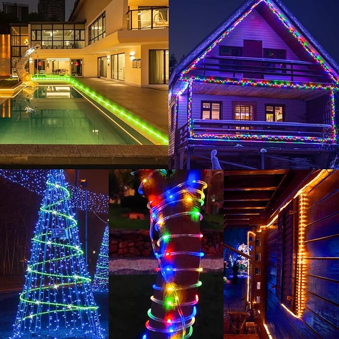 50FT 150 LED Solar Rope Lights, 18 Colors with Timer, 5 Modes, Waterproof Plug-in Remote Control Camping String Lights for Outside, Camping, Classroom, Party, Festival Decoration Solar Lights Outdoor