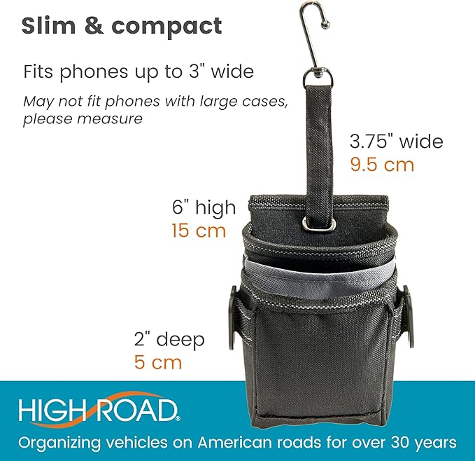 High Road DriverPockets Car Pouch - Air Vent Pocket and Vent Cell Phone Holder for Car - Front Seat Organizer with 3 Pockets, Hanging Hooks and Charging Port