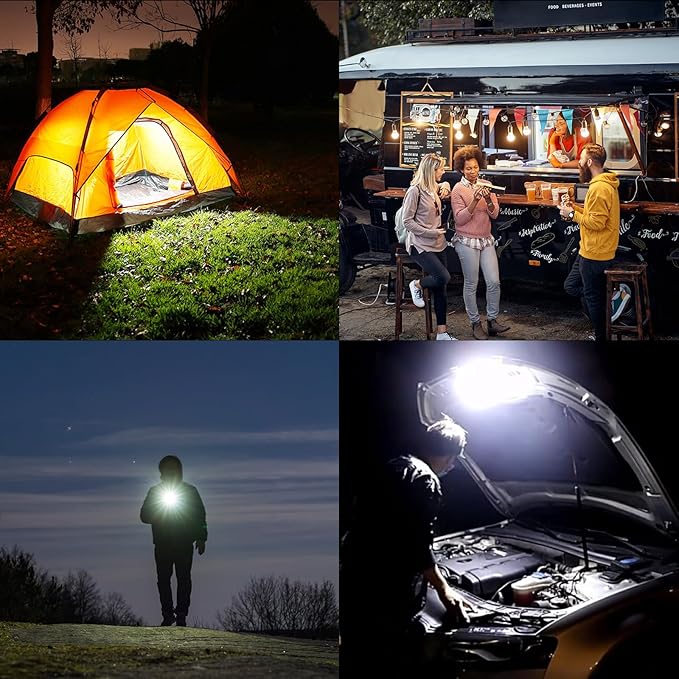 12000mAh Rechargeable Hanging Tent Light with Magnet, Portable 40W 5000LM LED 3 Color Lighting Modes Camping Lantern, IPX5 Waterproof LED Flashlight for Emergency & Gift