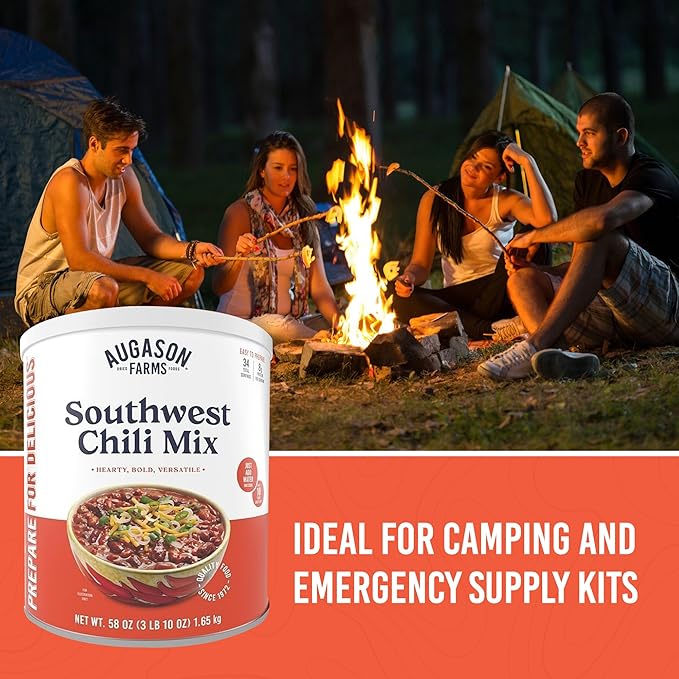 Southwest Chili Mix Emergency Food Supply, 34 Servings, 10 Year Shelf Life, 8 Grams of Protein per Serving, Certified Gluten Free - Dehydrated Meals, Survival Food Camping Essentials Can