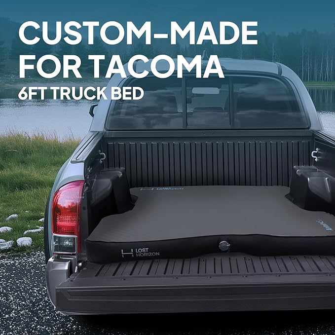 Lost Horizon Truck Bed Camping Air Mattress with Foam, Self Inflating Sleeping Pad for Tacoma 6FT with Pump Sack, 4.5" Thick