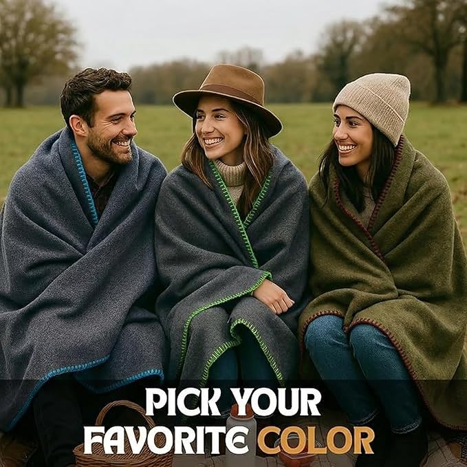 Wool Camping Blanket – 70% Wool Heavy-Duty Military Style Throw, Warm & Washable, Fire Retardant Cover for Emergency, Survival & Outdoor Use – Perfect for Camping, Car, Home & Hiking, Grey 66x90