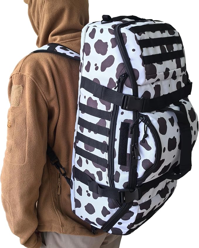 Hannibal Tactical 65L Large Duffle Bag, 3-in-1 Tactical Backpack MOLLE Pack for Sports, Gym, Outdoor, Cow Color