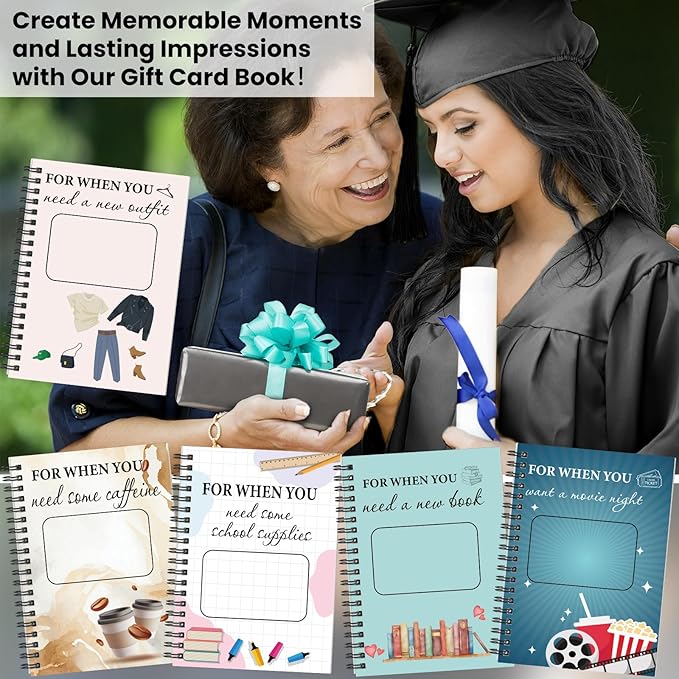 Zhanmai College Gift Card Book 7 x 5 Inch Graduation Gift Card Book 2026 College Survival Booklet Organizer Leaving Home High University School Birthday Care Package Cash Holder(Pastel)
