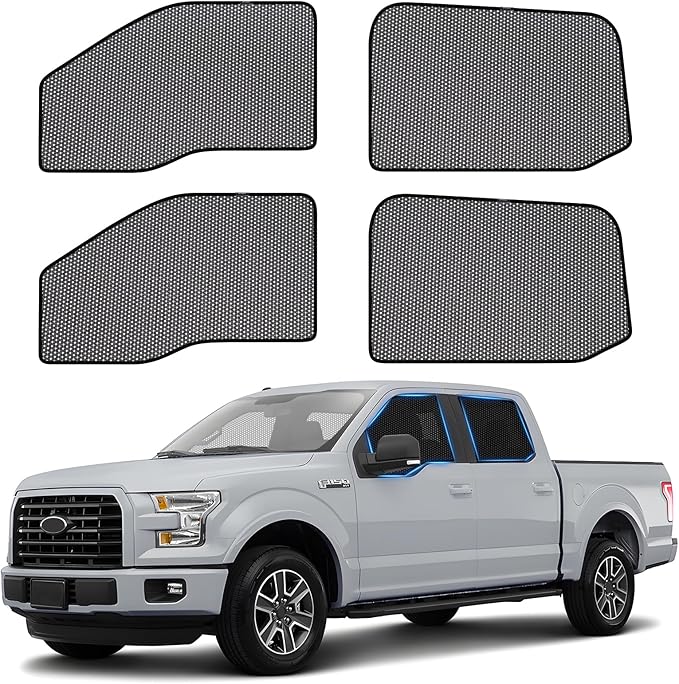 ZATOOTO F-150 Car Window Shades for 2015-2020, F-150 Car Window Screen for Camping Baby Window Shade, Full Coverage Side Window Shade with Breathable Mesh