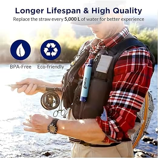 Portable Water Filter Straw for Emergencies and Survival. Emergency Water Filtration to Purify Water When Camping, Hiking, or During a Disaster. Personal Water Filter and Purifier for Travel (2 Pack)