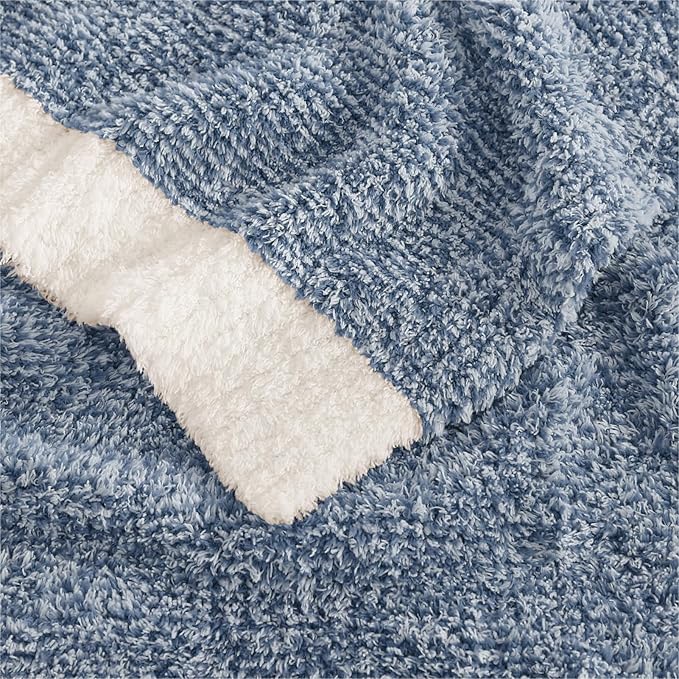 WRENSONGE Throw Blanket Cationic Dyeing Blue Soft Cozy Fluffy Warm Hand Made Throw Blankets for Couch, Sofa, Chair, Bed, Camping, Picnic, Travel Lightweight Bed Blanket - 50"*70"