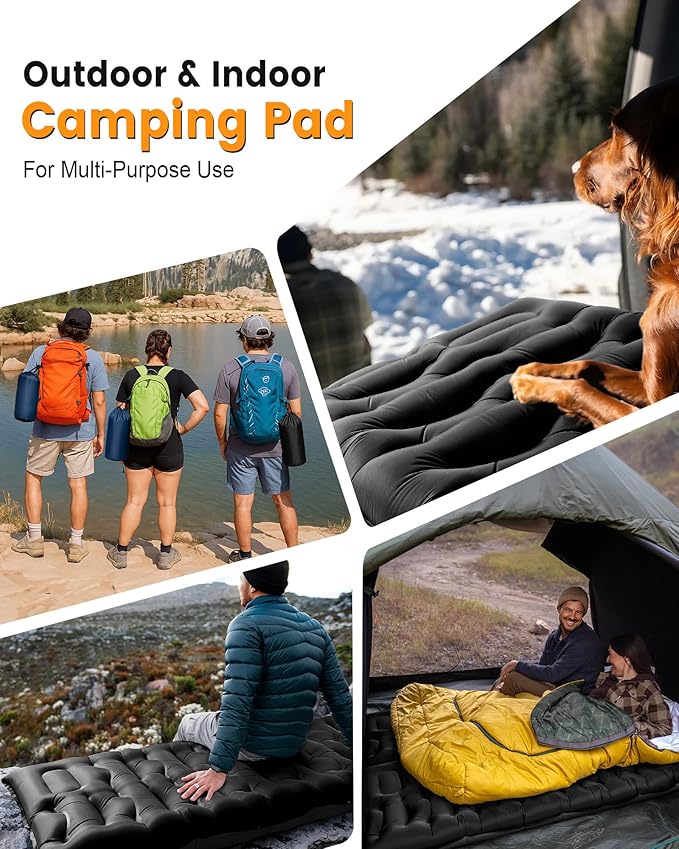 Camping Sleeping Pad,5.9 Inch Thick Camping Mat with Built in Pillow and Foot Pump,Self Inflating Sleeping Pad for Camping Backpacking(Green
