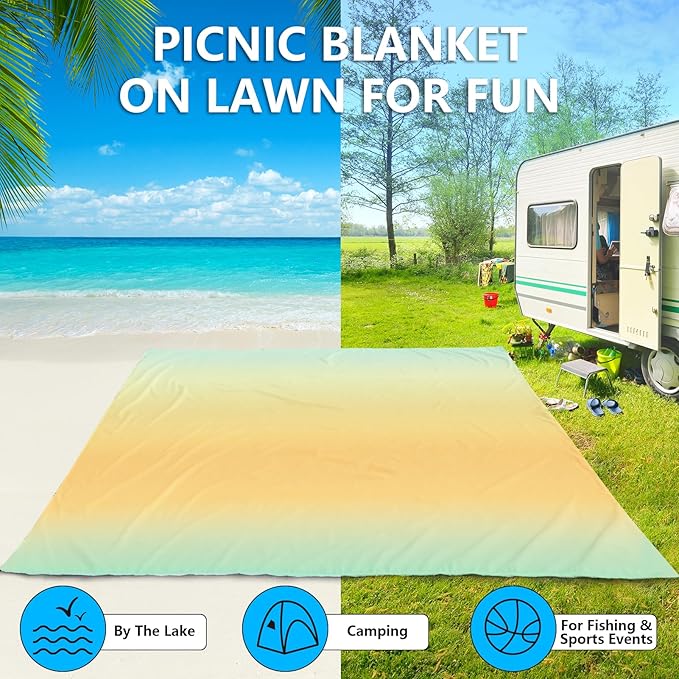 AISPARKY Beach Blanket Waterproof Sandproof Extra Large, Oversized Beach Mat, Quick Drying&Compact&Lightweight, Picnic Blankets Vacation Essentials for Outdoor Beach Camping (108" X 120" (8 Person))