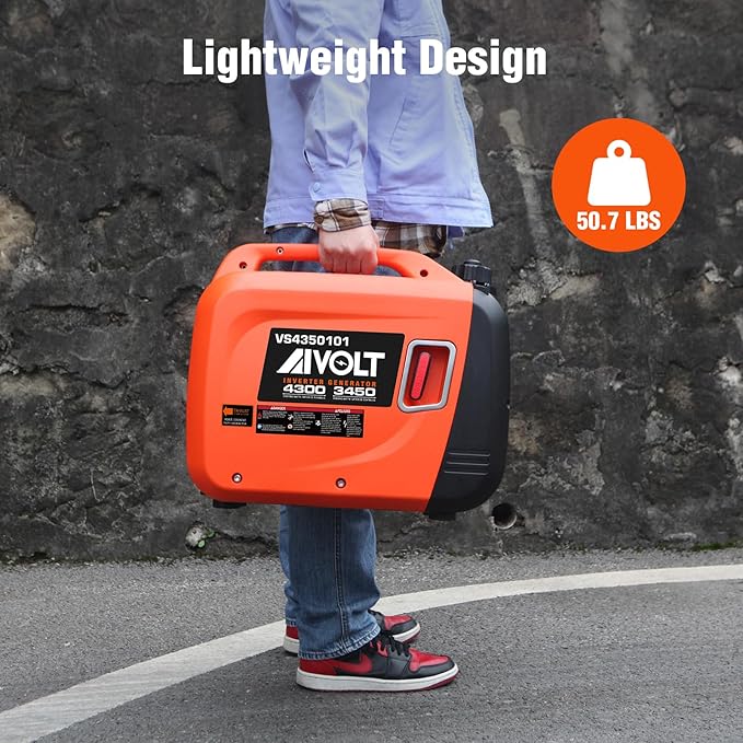 AIVOLT Inverter Generator 4300W Gas Powered Portable Super Quiet Outdoor Generator RV Ready for Camping Tools and Home Use, EPA Compliant