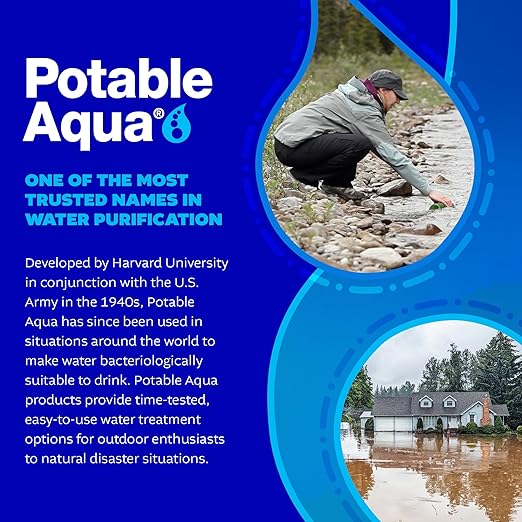 Potable Aqua Water Purification Tablets With PA Plus - Two 50 count Bottles