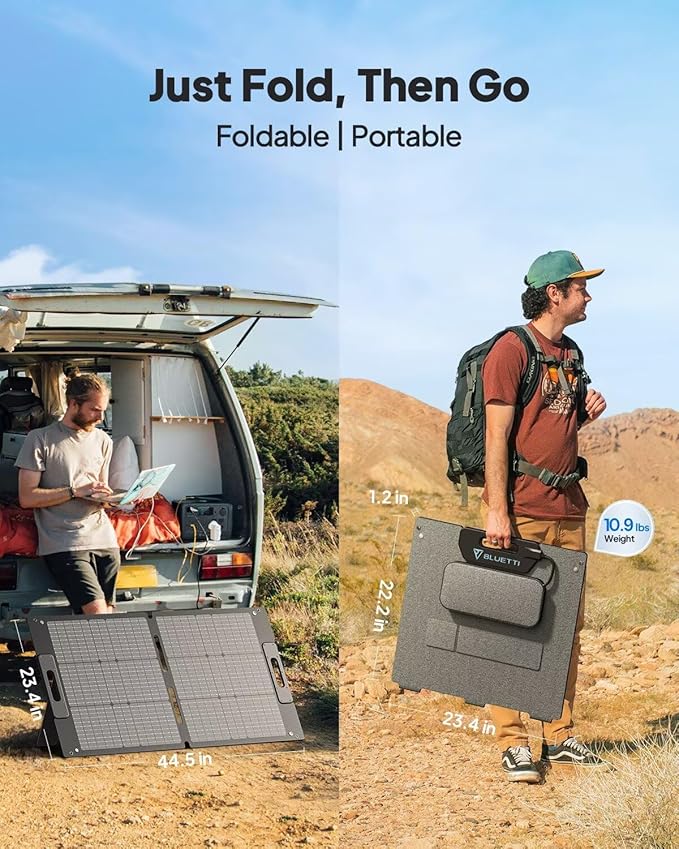 BLUETTI AC2A Portable Power Station with 100W Solar Panel Included (Ships Separately), 204Wh LFP Battery Backup, w/ 2 300W (600W Power Lifting) AC Outlets, 0-80% in 40 Min, Solar Generator for Camping