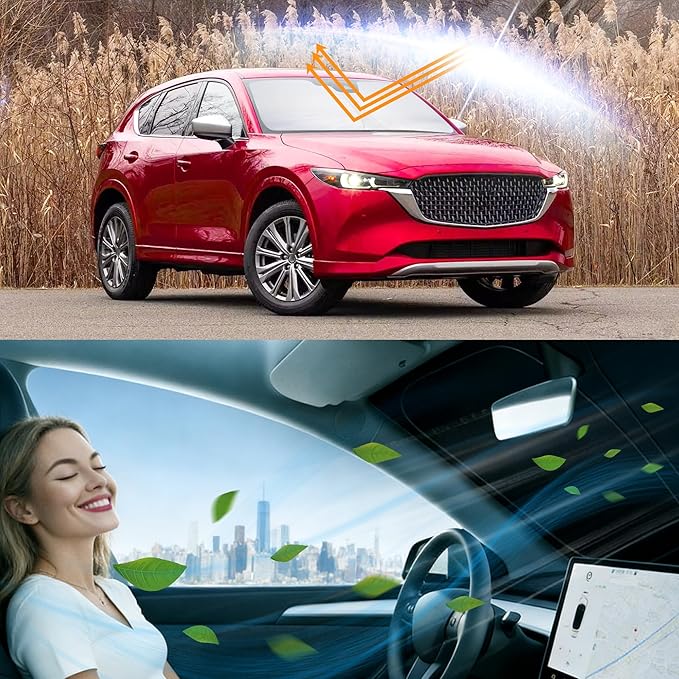 Windshield Sun Shade Custom Fit for 2017-2026 Mazda CX5 CX-5 Accessories Front Window Sunshade Shield Blocker Keeps Car Cool