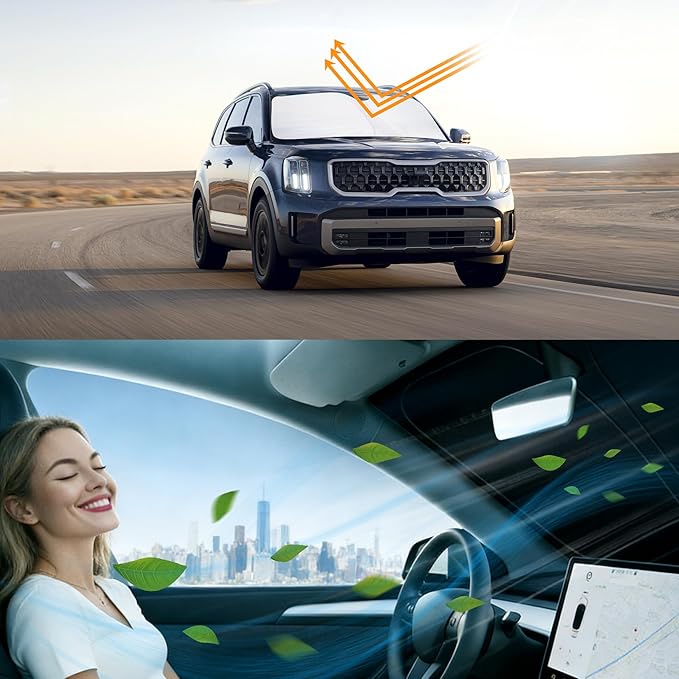 Windshield Sun Shade Fit for 2020 2021 2022 2023 2024 2025 Kia Telluride Accessories Sunshade Shield Blocker Fodable Sun Visor Protector