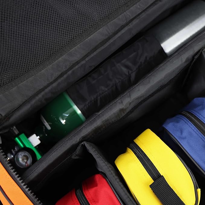 Lightning X Personalized Modular Oxygen Trauma Bag w/Hidden Cylinder Compartment, Accessory Pouches & Custom Embroidered Name Or Logo - LXMB65 Orange