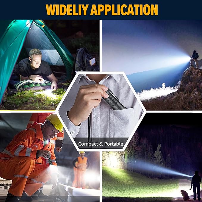 Hoxida Rechargeable Magnetic Flashlight High Lumens - 1500 Meters Long Beam Super Bright LED Tactical Flashlight with Holster USB Zoomable 5Modes Small Long Beam Spotlight Flashlight for Camping