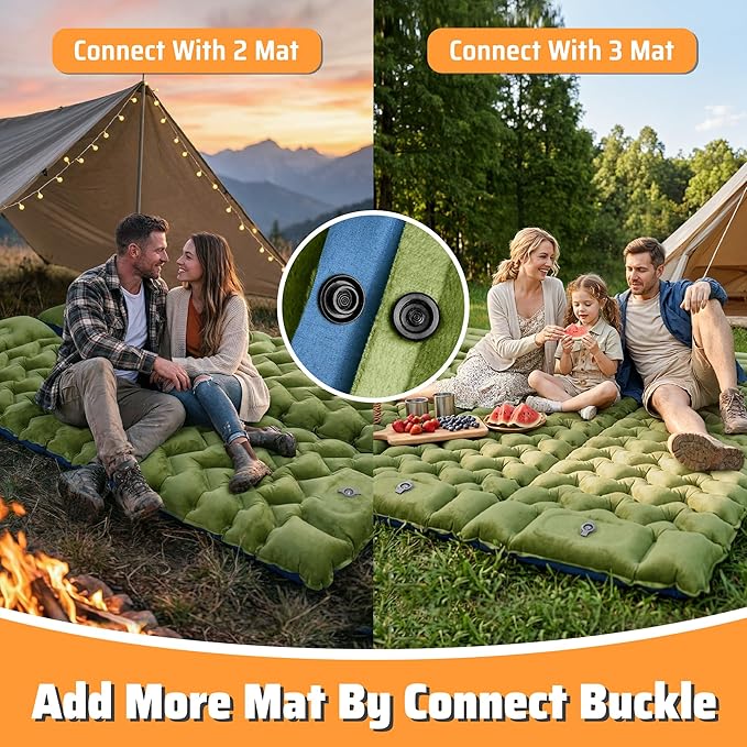 4" Thick Double-Sided Camping Sleeping Pad | Warm Velvet Top, Waterproof Nylon Bottom | Inflatable Mattress for Backpacking & Cold Weather
