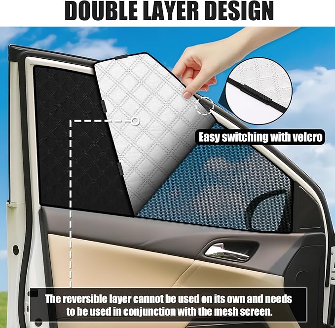 ZATOTOO Car Window Shades for Toyota RAV4 2019-2024 Sun Shade for Side Window & Rear Windshield Window Double Layer for Privacy Protection UV Heat Insulation for Camping Parking(No Front Windshield)
