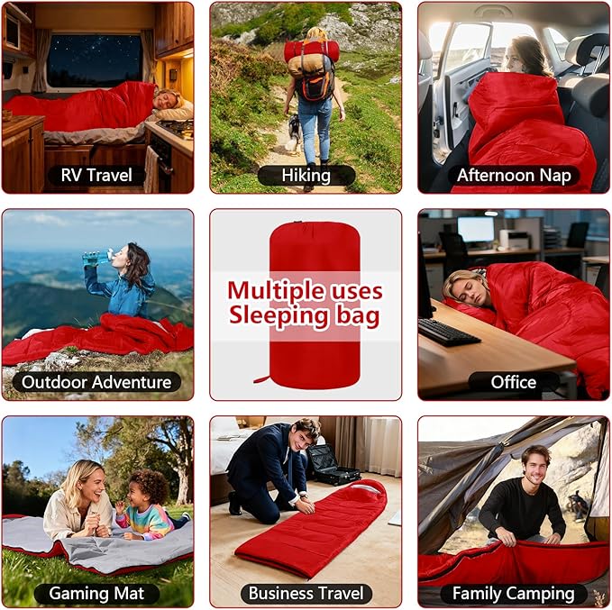 Sleeping Bags, Lightweight Camping Sleeping Bag for Adults, Kids, Hiking, Outdoor, Travel, Cold Weather & Warm