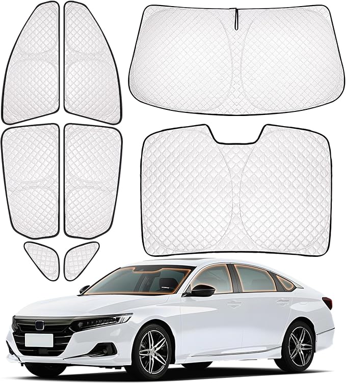 XCBYT 2018-2024 Accord Full Coverage Window Shades | 6-Layer Blackout Insulated Sun & UV Protection | Custom Fit Privacy Covers for Camping, Sleeping & Car Living (8 PCS)