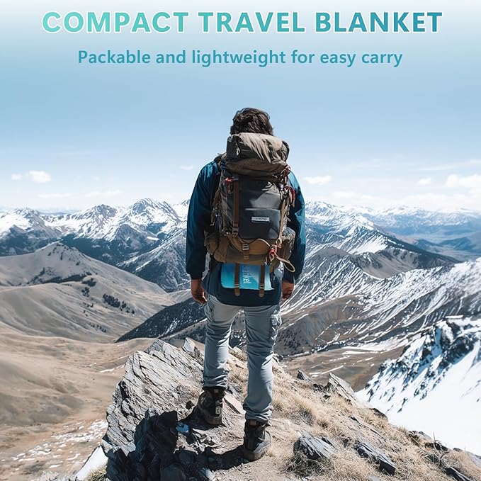 Camping Blanket, Waterproof Outdoor Blankets for Sleeping Packable Ultralight Puffy Camping Quilt for Hammock Hiking Picnic Stadium Beach Cold Weather 55"x78.8"