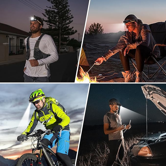 VAVOFO LED Headlamp Flashlight, 500 Lumen Rechargeable Waterproof Outdoor Headlight with Bright White +Red Light, Stepless Dimming, Lightweight, Adjustable Headband, 5 Modes for Camping