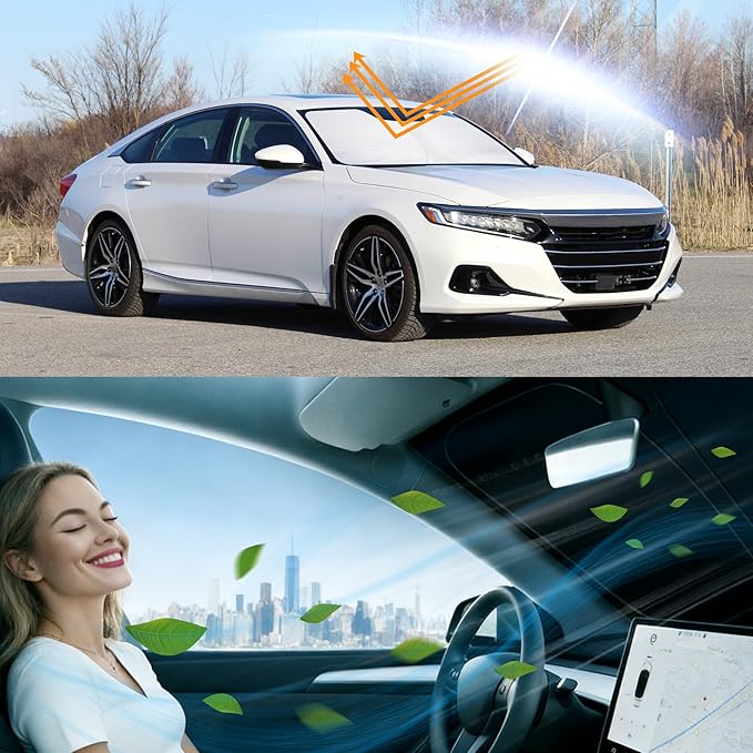 Windshield Sun Shade Foldable Reflective Sunshade Fit for 2018-2022 Honda Accord Sedan Accessories Sun Visor Heat Protection Keeps Car Cool