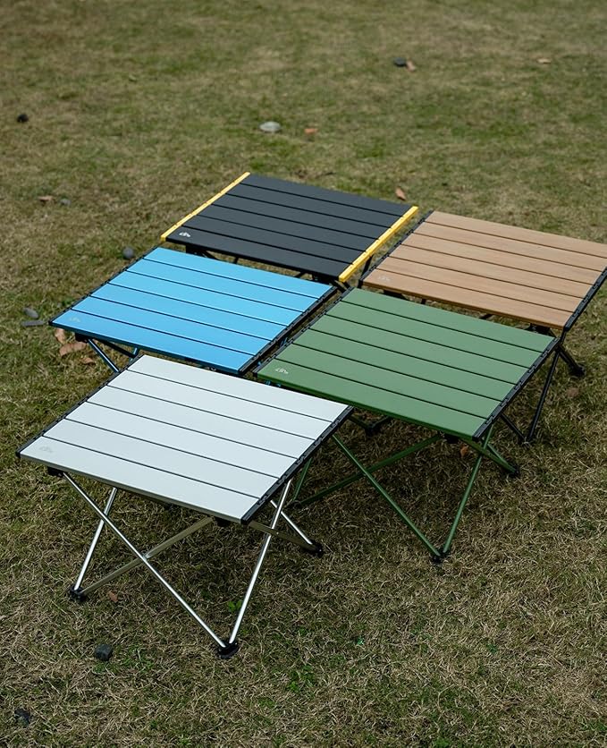 iClimb Ultralight Compact Camping Folding Table with Carry Bag (Nature - L)