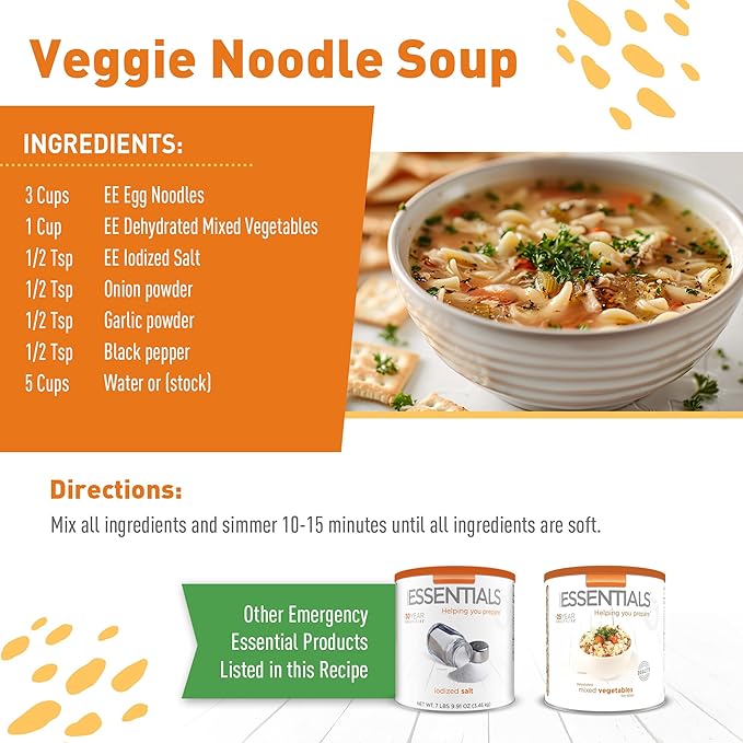 Emergency Essentials Egg Noodle Pasta #10 Can | Long Term Emergency Food Supply | Shelf Stable Survival Meal | 11 Servings | Non-GMO | Up to 30-Year Shelf Life