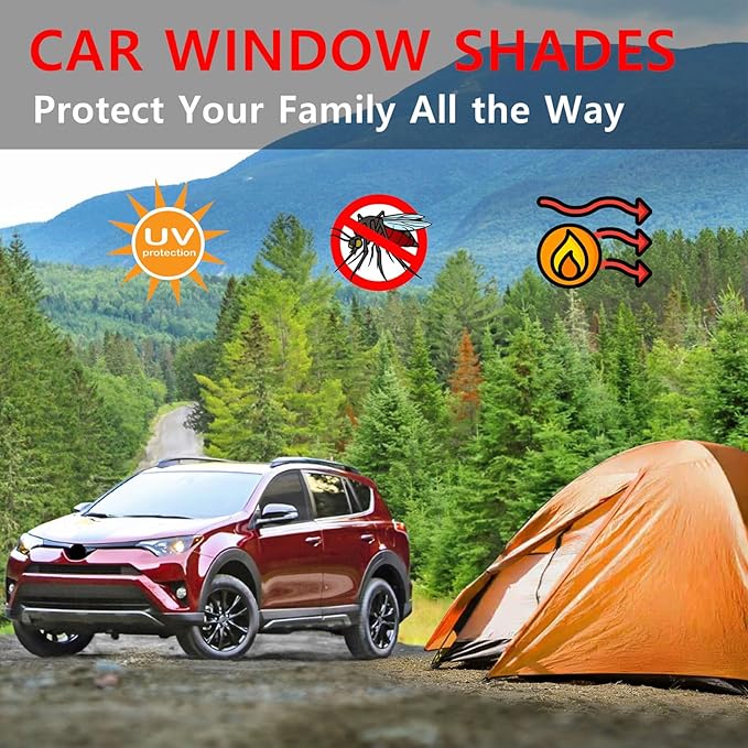 Car Window Sun Shade Side Windows Sunshade Car Seat Sun Protector Front Shades Curtains Screen Nets Covers Meshs Tint Blocker (2 Pack Front Window Shade)