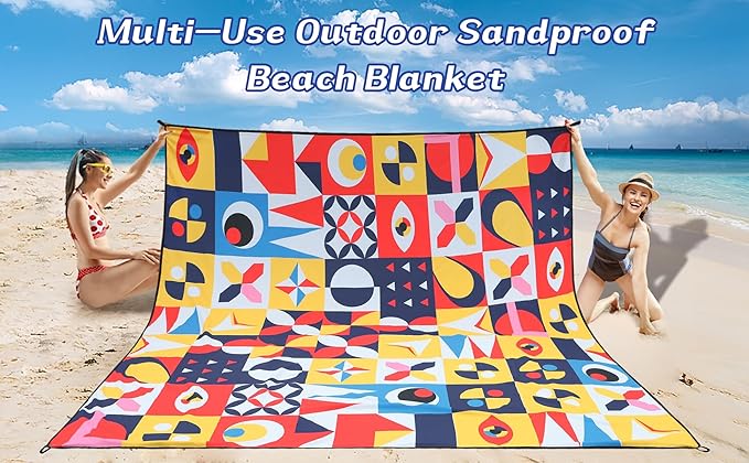 HIHOHO Beach Blanket Waterproof Sandproof Extra Large Beach Mat 79" X 83"/120"x108"for 1-8 Adults Quick Drying Durable Outdoor Picnic Mat for Beach Travel Camping Hiking