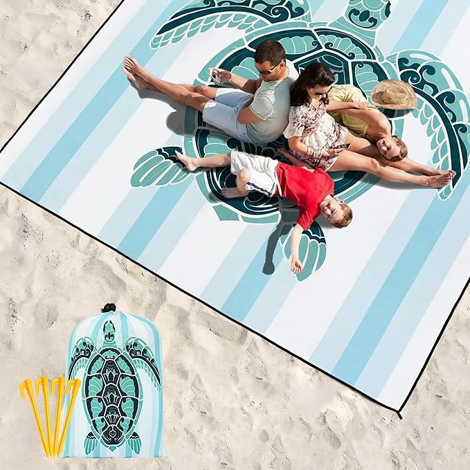 HIHOHO Beach Blanket Waterproof Sandproof Extra Large Beach Mat 79" X 83"/120"x108"for 1-8 Adults Quick Drying Durable Outdoor Picnic Mat for Beach Travel Camping Hiking