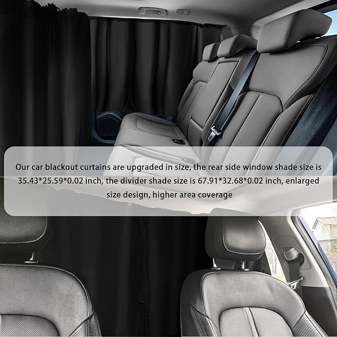 3PCS Larger Size Car Window Shades,Upgraded Car Curtains for Blocking Sunlight & Providing Privacy Protection,Essential Cars Privacy Curtains Includes Rear Window & Divider Curtain