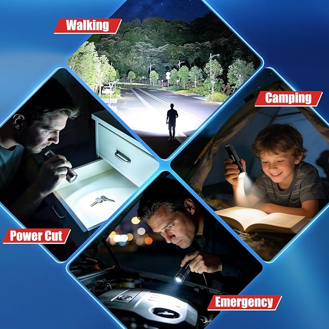 Rechargeable LED Flashlight 2 Pack, USB C Zoomable Waterproof Small Flashlight with 4 Modes, Handheld Pocket EDC Flashlights for Camping, Hiking, Dog Walking, Home Use, Emergency, Tool Gifts for Men