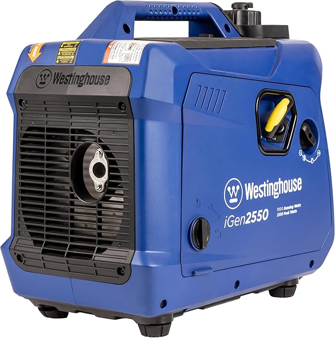 Westinghouse 2550 Peak Watt Super Quiet & Lightweight Portable Inverter Generator, RV Ready 30A Outlet, Gas Powered, Parallel Capable, Long Run Time,Blue