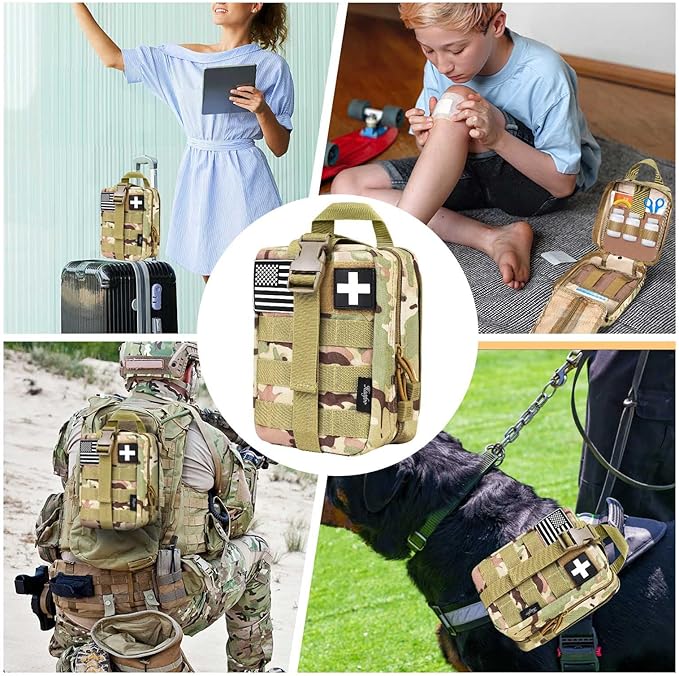 Medical Molle Pouch Tactical - 1000D Nylon First Aid Pouch, Big Capacity EMT Pouch Utility, Heavy Duty Military Grade Rip-Away Ifak Pouch for Home and Outdoor Activities(Bag Only