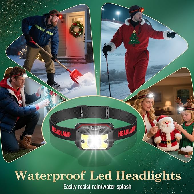 2 Pack Headlamp - Super Bright Rechargeable Flashlight, Valentines Day Gifts for Kids Men Headlights 8 Modes with USB-C Fast Charge, IPX4 Waterproof Motion for Camping Outdoor Hiking