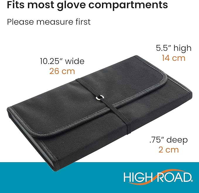 High Road Glove Box Organizer - Insurance and Registration Holder for Car Documents and Paperwork - Expandable Front Seat Organizer with Card Pockets