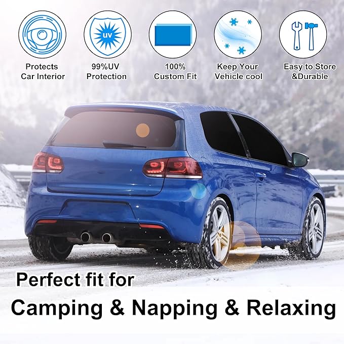 6PCS Windshield Sun Shade Custom Fit for 2009-2014 Volkswagen VW Golf/Rabbit/GTI/R32 MK6 5K Accessories Foldable Sunshade Side Rear Window Shade Cover Full Set Privacy Protection
